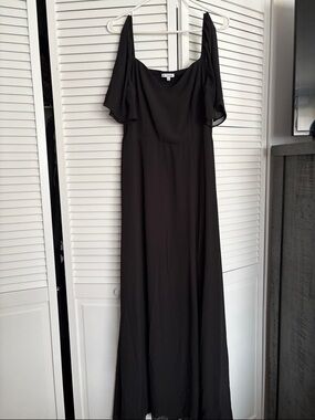 Baltic Born Black Cold-Shoulder Maxi Dress with Flutter Sleeves